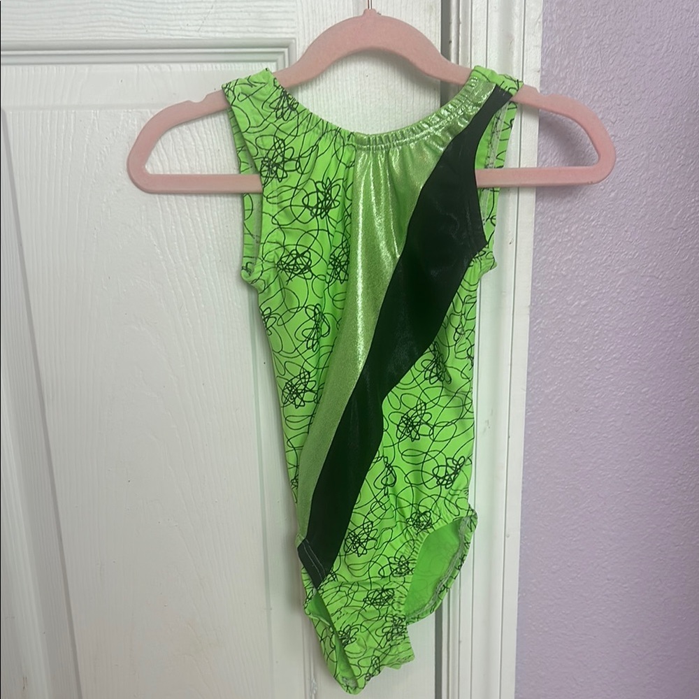 Green and Black Swirling Pattern Leotard